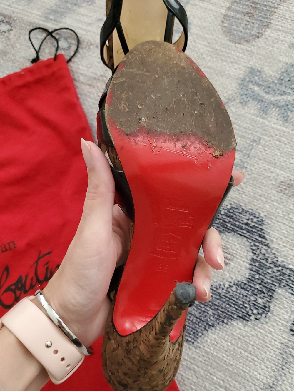 Christian Louboutin Activa Patent Black Stilleto Heels Shoes And Dust Bag Sz38/8 - Picture 6 of 14